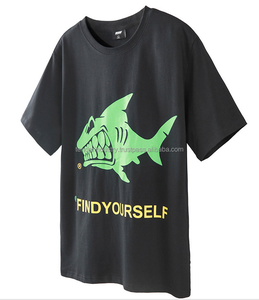 Camiseta Casual de Manga Corta, Tejida, de Poliéster/Algodón, de Color Sólido, con Estampado Serigrafiado, Ecológica, Transpirable y de Corte Holgado - Product Image 1