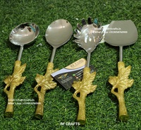 Cuchara de Madera de Alta Calidad Chapada en Oro con Mango Largo y Pulido Espejo, Regalo de Boda Ecológico para Cocineros, Utensilios de Cocina