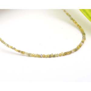 Uncut Yellow Diamond Bead Necklace | Solid 925 Sterling <b>Silver</b> 16" <b>Choker</b> | 2-3mm Raw Canary Diamond Beaded Fine Fashion Jewelry - Product Image 3