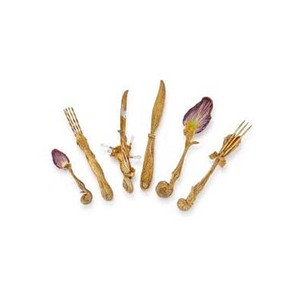 New Luxury Modern <b>Gold</b> Plated Portugal Cutlery Set with Flower Parts & Design Handle & Utensil Cutlery Set - Product Image 1