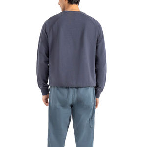 Sweat-shirt à col rond pour homme en coton 100% uni teint, tissu doux de haute qualité, thermique à manches longues pour la saison hivernale 2026 - Product Image 3