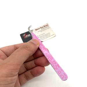 Curved <b>Tweezer</b> Eyelash Leopard Print Stainless Steel Sustainable Custom Logo Printing Slim Boot <b>Tweezer</b> OEM - Product Image 4
