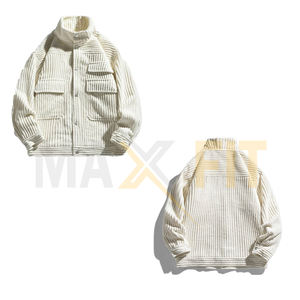 Nueva moda personalizada, cárdigan informal, chaqueta Cargo de pana de Color sólido, cuello levantado, manga larga, prendas de vestir sin capucha, tela de lona - Product Image 3