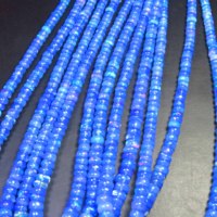 Perles Rondelles en Opale de Feu Éthiopienne Bleue Naturelle de Haute Qualité, Taille Brillante, 4-6mm, Lisses et Polies, Fil de 16 pouces, Effet de Couleur Changeant, pour Bijoux DIY