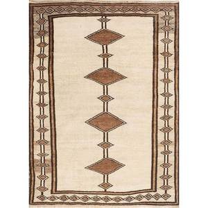 Alfombra de Lana Anudada a Mano Nuray Ivory, Alfombra Rectangular Grande para Sala de Estar con Patrón Geométrico y Abstracto en 3D -Paem-302 - Product Image 1