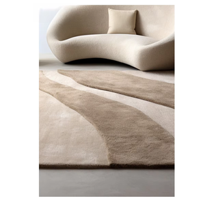 Premium Modern Hand Tufted Woolen Area Rug Stylish Mauve High Pile with Abstract Geometric Pattern for Home Decor - Product Image 2