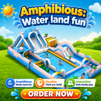 Parc aquatique gonflable commercial en PVC 2026 avec toboggan aquatique combiné, piscine et château gonflable pour divertissement familial et aire de jeux aquatique à thème