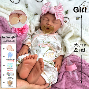 Muñeca <span class=keywords><strong>Reborn</strong></span> de 22 "para niña durmiendo, muñeca de silicona pintada a mano de alta calidad con boca abierta, muñeca de <span class=keywords><strong>arte</strong></span> coleccionable con venas visibles - Product Image 2