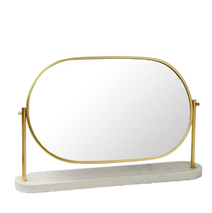 Stainless Steel Desktop Mirror With <b>Marble</b> Base Round Shape Brass Antique Finished Table Mirror Home Room <b>Accessory</b> - Product Image 1