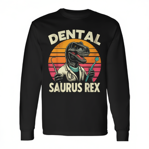 Camiseta de Manga Larga para Asistente Dental con Diseño de Saurus Rex, Producto Promocional en Odontología - Product Image 2