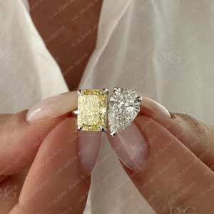 2.50ct Pear Cut Moissanite Diamond Engagement <b>Ring</b> Toi Et Moi IGI Certified Silver Gemstone Wedding Party Gift Ethnic <b>Rings</b> - Product Image 2