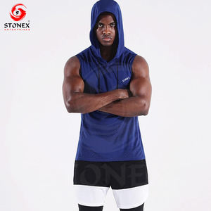 Chaleco con capucha de culturismo de algodón con logotipo personalizado de alta calidad Fitness Gym Sudadera con capucha sin mangas para hombres - Product Image 5