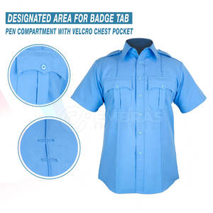 Camisa de vuelo de ajuste informal Cuello plegable Bolsillos dobles en el pecho Costura reforzada 100% Algodón Bolsillos dobles en el pecho reforzados - Product Image 2