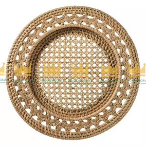 Eco-friendly Natural <b>Bamboo</b> Rattan Woven Placemat Flower/Modern Style Home Restaurant Use Wedding Party Charger Plate Wholesale - Product Image 2