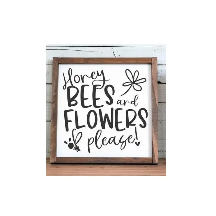 Honey & bees and flowers please distressed Wood good quality Rustic Wooden quote frame with motivational quotes