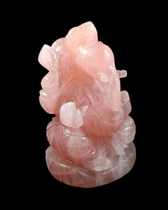 Natural Rose Quartz Ganesha Statue Handmade Through-Carved Pink Environmentally Friendly Feng Shui for Prayer Room Pooja - Product Image 1