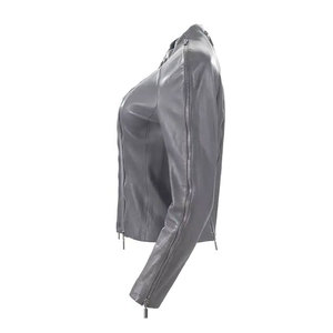 Chaquetas de cuero de mujer informales de último estilo a la venta chaqueta de cuero de mujer de corte regular de invierno estilo callejero - Product Image 4