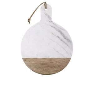 Nuevo producto, tabla para cortar queso personalizada, plato para servir de mármol blanco y madera, tabla de cortar para carne y verduras para el hogar - Product Image 3