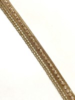 Vente en gros de garnitures en dentelle jacquard métallique crochetée de haute qualité, couleur personnalisée, avec perles dorées et strass, lavables, pour vêtements et chaussures