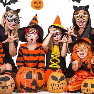 FEIQU Halloween-Papierbrillen für Kinder & Erwachsene - Schwarze Farbe Cartoon Gruseliges Kürbis-Design Abschlussball-Party-Dekorationszubehör - Product Image 4