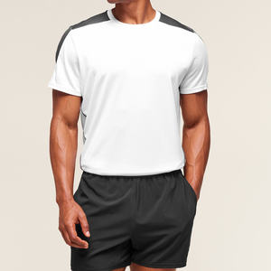 Camiseta a cuadros personalizada OEM de altos estándares de producción, Camiseta deportiva negra de algodón 100% anticontracción para hombre para exportación - Product Image 4
