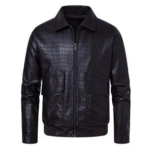 Chaqueta de Cuero 100% Genuino para Hombre, Estilo Vintage, Nueva, con Cuello Alto, Logotipo Frontal, Impermeable y Resistente al Viento, para Invierno - Product Image 4