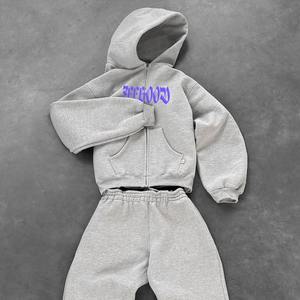 Conjunto de Dos Piezas Personalizado, Sudadera con Capucha y Pantalones Deportivos 100% Algodón, Traje Deportivo Holgado con Cierre y Estampado - Product Image 2