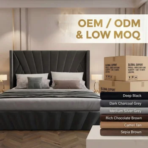 Letto matrimoniale moderno in tessuto vellutato imbottito con contenitore a gas e funzione ottomana - Product Image 5