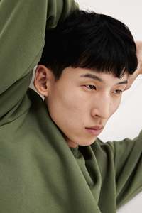 Sudadera de manga larga XL verde suave para hombre, chaqueta recortada de algodón y poliéster con costilla, soporte, ajuste holgado, diseño de hombro caído para - Product Image 5