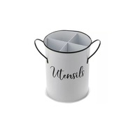 Élégant porte-ustensiles ovale en acier inoxydable avec revêtement en poudre, compartimenté, galvanisé, compatible lave-vaisselle, pour la cuisine et la table à manger