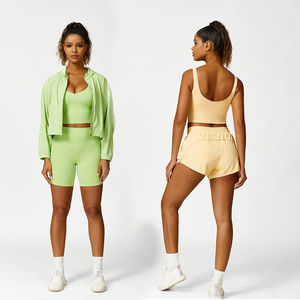 ชุดเสื้อแจ็คเก็ตกีฬาโยคะระบายอากาศสำหรับผู้หญิงมีซิปปิดโลโก้ด้านหน้า - Product Image 4