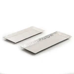 Bandeja de servicio con forma de rectángulo de Metal más vendida, Color plateado para el hogar y la Mesa del Hotel, bandeja para servir comida, plato hecho a mano - Product Image 2