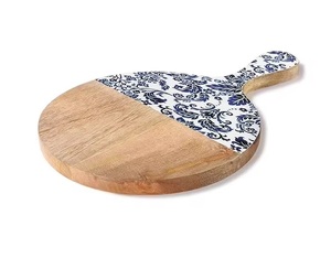 Planche à découper en bois écologique fabriquée à la main forme ronde 1.5cm d'épaisseur charme rustique rencontre la fonction de cuisine - Product Image 3