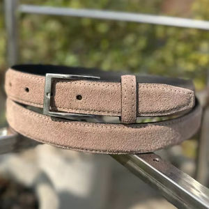 Ceinture formelle authentique en cuir de vachette pleine fleur marron de 3,5 cm avec boucle en fer, personnalisable pour les vêtements et les accessoires - Product Image 1