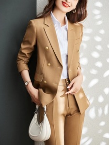 Otoño Invierno mujer chaleco Blazer y pantalón traje naranja azul marino caqui Oficina damas Formal negocios trabajo carrera desgaste 3 piezas conjunto - Product Image 6