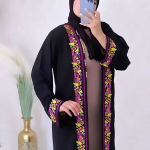 Abaya en satin de luxe sur mesure en gros, tailles petites pour femmes, style Dubaï, manches longues, anti-rides, soie de haute qualité, musulmanes - Product Image 1