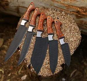 Juego de Cuchillos de Cocina de Acero con Alto Contenido de Carbono, 5 Piezas, Hechos a Mano, con Mango de Madera, para Restaurante, OEM - Product Image 4