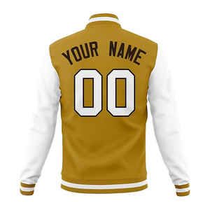 Premium Letterman Baseball School College Bomber Varsity Jacket pour hommes Veste à manches en cuir véritable violet et or personnalisée - Product Image 3