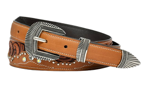 New Arrival Fancy Style Handmade Genuine Cow Hide Leather <b>Belt</b> with Customized Design Alloy for Buckle <b>Western</b> Style for Sale - Product Image 3