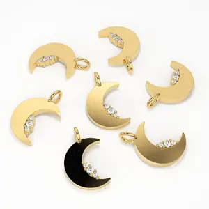 Colgante de Oro Sólido 14k 18k con Dije de Luna y Diamante, Suministros de Joyería, Oferta en Fornituras y Componentes de Joyería - Product Image 1
