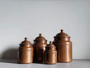 Modern Copper <b>Canister</b> <b>Set</b> With Polished Exterior And Durable Construction Perfect For <b>Tea</b> Coffee Sugar And Dry Food Storage - Product Image 4