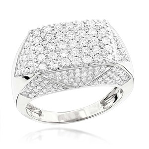 S925 Sterling <b>Silver</b> Round Cut Moissanite Diamond Studded Iced Out Hip Hop Style Square Design <b>Ring</b> for <b>Men</b> - Product Image 1