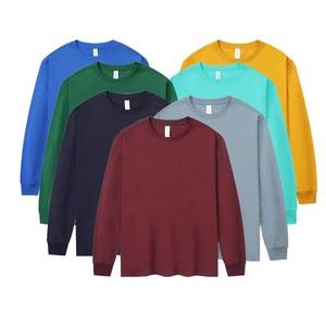 เสื้อยืดแขนยาวสำหรับผู้ชายเสื้อยืดผ้าฝ้าย100% คอกลมพิมพ์ลายแขนยาวแบบเรียบ - Product Image 1