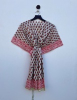 100% pur coton robe d'été meilleure qualité à la main Floral caftan léger Sarong court pour les femmes vêtements de plage naturel