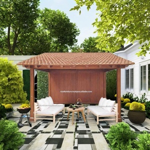 Pergola de luxe en teck pour l'extérieur, au design moderne, avec tissu résistant à l'eau, écologique, facile à assembler, idéale pour les resorts et les villas. - Product Image 2