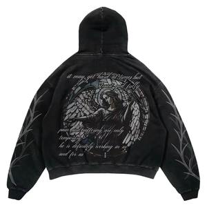 เสื้อฮู้ดสตรีทแวร์แบบสั่งทำสำหรับผู้ชาย ทรงโอเวอร์ไซส์ เสื้อสวมหัวมีฮู้ดพร้อมกระเป๋าหน้าและผ้าฟลีซเนื้อนุ่ม - Product Image 4