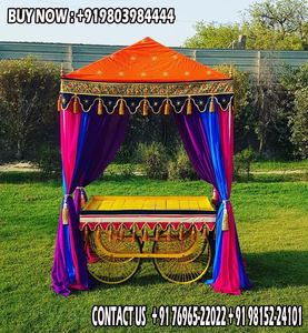 Carrito de Servicio de Alimentos de Madera de Teca, Estilo Indio Desi, Elegante, Profesional, Colorido, para Decoración de Bodas Mehndi, Ligero - Product Image 5