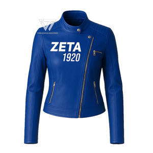 Vêtements de sororité personnalisés Zeta Phi Beta veste en cuir de style pour moto Racer Moto pour femmes attirail grec - Product Image 1
