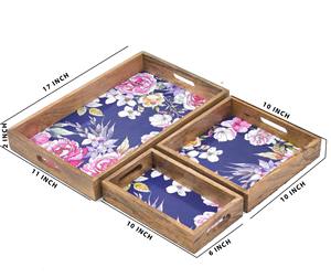 Bandeja de Servicio de Madera con Esmalte de Diseño Elegante, Bandeja Decorativa para Servir Alimentos - Product Image 3