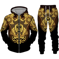 Conjunto Deportivo de Otoño para Hombre con Estampado 3D de Gato, Camiseta de Manga Larga y Pantalones, Conjunto de 2 Piezas, Sudadera Holgada, Ropa Masculina